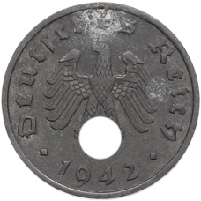 Монета 1 рейхспфенниг 1942 года A Германия (аверс)
