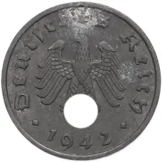 Монета 1 рейхспфенниг 1942 года A Германия (аверс)