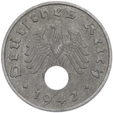 Монета 1 рейхспфенниг 1942 года A Германия (аверс)