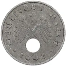 Монета 1 рейхспфенниг 1942 года A Германия (аверс)