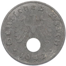 Монета 1 рейхспфенниг 1942 года A Германия (аверс)