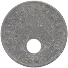 Монета 1 рейхспфенниг 1942 года A Германия (аверс)