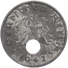 Монета 1 рейхспфенниг 1942 года A Германия (аверс)