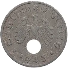 Монета 1 рейхспфенниг 1943 года A Германия (аверс)