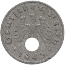 Монета 1 рейхспфенниг 1943 года F Германия (аверс)