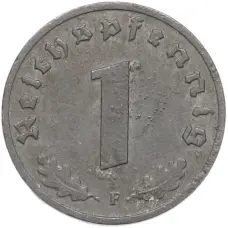 Монета 1 рейхспфенниг 1943 года F Германия (реверс)