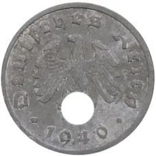Монета 1 рейхспфенниг 1940 года A Германия (аверс)