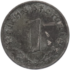 Монета 1 рейхспфенниг 1941 года D Германия (реверс)