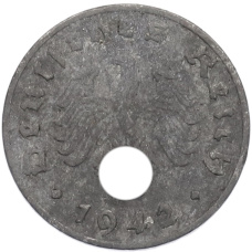 Монета 1 рейхспфенниг 1942 года G Германия (аверс)