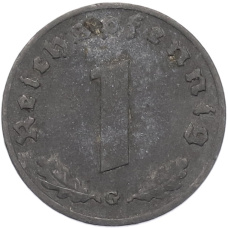 Монета 1 рейхспфенниг 1942 года G Германия (реверс)