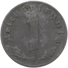 Монета 1 рейхспфенниг 1942 года G Германия (реверс)