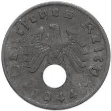 Монета 1 рейхспфенниг 1944 года D Германия (аверс)