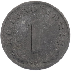 Монета 1 рейхспфенниг 1944 года D Германия (реверс)