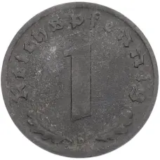 Монета 1 рейхспфенниг 1944 года D Германия (реверс)