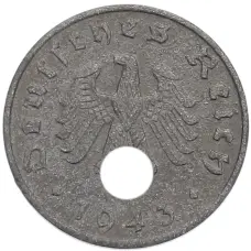 Монета 1 рейхспфенниг 1943 года A Германия (аверс)