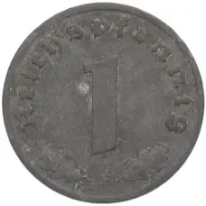 Монета 1 рейхспфенниг 1942 года F Германия (реверс)