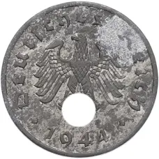 Монета 1 рейхспфенниг 1944 года A Германия (аверс)