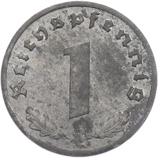 Монета 1 рейхспфенниг 1944 года A Германия (реверс)