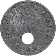 Монета 1 рейхспфенниг 1944 года A Германия (аверс)
