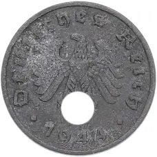 Монета 1 рейхспфенниг 1944 года A Германия (аверс)