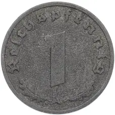 Монета 1 рейхспфенниг 1944 года A Германия (реверс)