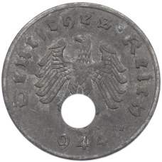 Монета 1 рейхспфенниг 1944 года A Германия (аверс)