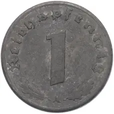 Монета 1 рейхспфенниг 1944 года A Германия (реверс)