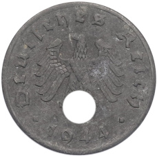 Монета 1 рейхспфенниг 1944 года A Германия (аверс)