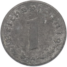 Монета 1 рейхспфенниг 1944 года A Германия (реверс)