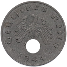 Монета 1 рейхспфенниг 1944 года A Германия (аверс)