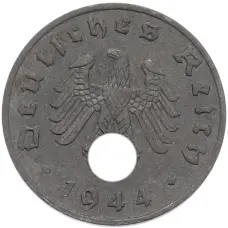 Монета 1 рейхспфенниг 1944 года A Германия (аверс)