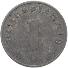 Монета 1 рейхспфенниг 1944 года A Германия (реверс)