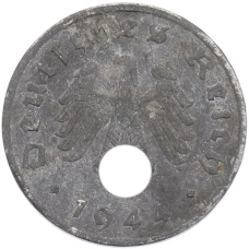 Монета 1 рейхспфенниг 1944 года A Германия (аверс)