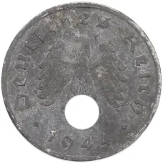 Монета 1 рейхспфенниг 1944 года A Германия (аверс)