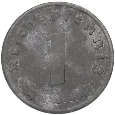 Монета 1 рейхспфенниг 1944 года A Германия (реверс)