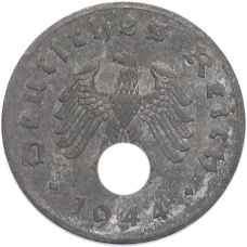 Монета 1 рейхспфенниг 1944 года A Германия (аверс)