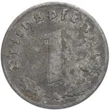 Монета 1 рейхспфенниг 1944 года A Германия (реверс)