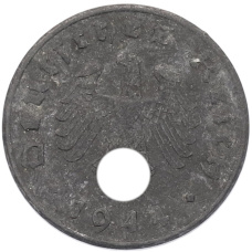 Монета 1 рейхспфенниг 1944 года A Германия (аверс)