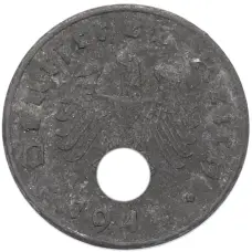 Монета 1 рейхспфенниг 1944 года A Германия (аверс)