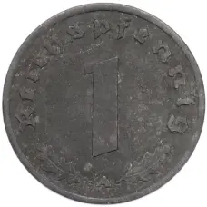 Монета 1 рейхспфенниг 1944 года A Германия (реверс)