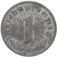 Монета 1 рейхспфенниг 1944 года A Германия (реверс)