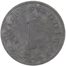 Монета 1 рейхспфенниг 1944 года A Германия (реверс)