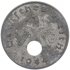 Монета 1 рейхспфенниг 1944 года A Германия (аверс)