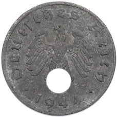 Монета 1 рейхспфенниг 1944 года A Германия (аверс)