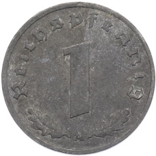 Монета 1 рейхспфенниг 1944 года A Германия (реверс)