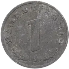 Монета 1 рейхспфенниг 1944 года A Германия (реверс)