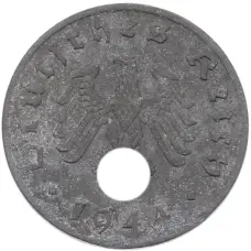 Монета 1 рейхспфенниг 1944 года A Германия (аверс)