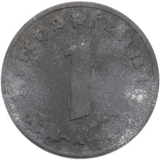 Монета 1 рейхспфенниг 1944 года A Германия (реверс)