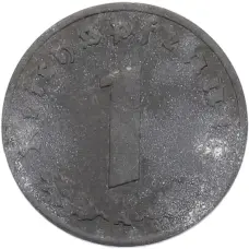 Монета 1 рейхспфенниг 1944 года A Германия (реверс)