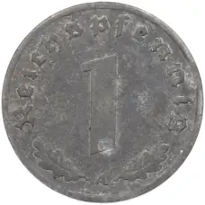 Монета 1 рейхспфенниг 1944 года A Германия (реверс)